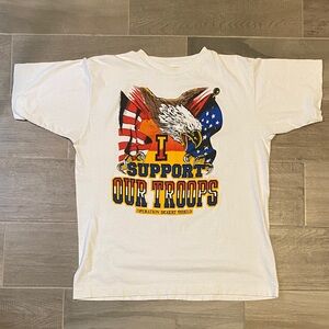 1990 Operation Desert Shield Support Our Troops White Graphic Tee